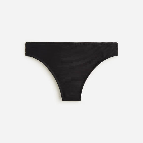 New J. Crew Black Ribbed High Rise Waisted Cheeky Bikini Swim Suit Bottom Medium - Picture 2 of 7